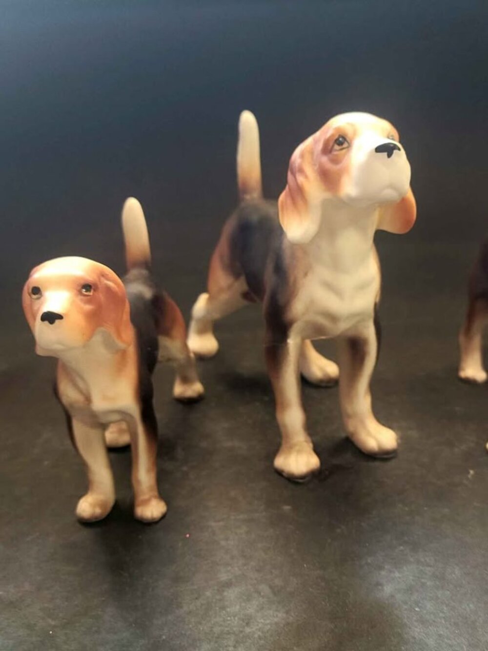 Vintage Set Of Three Ucagco Japan Porcelain Beagle Hound Dog Figurines